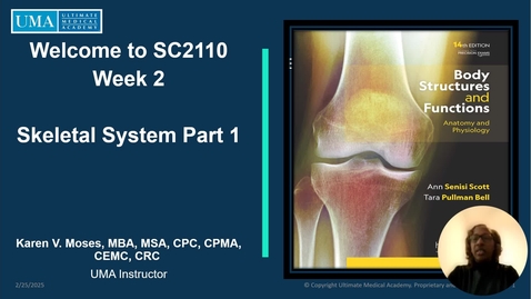 Thumbnail for SC2110 Instructor Video Week 2 Skeletal System Part 1 