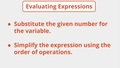 Thumbnail for Evaluate one-variable expressions video