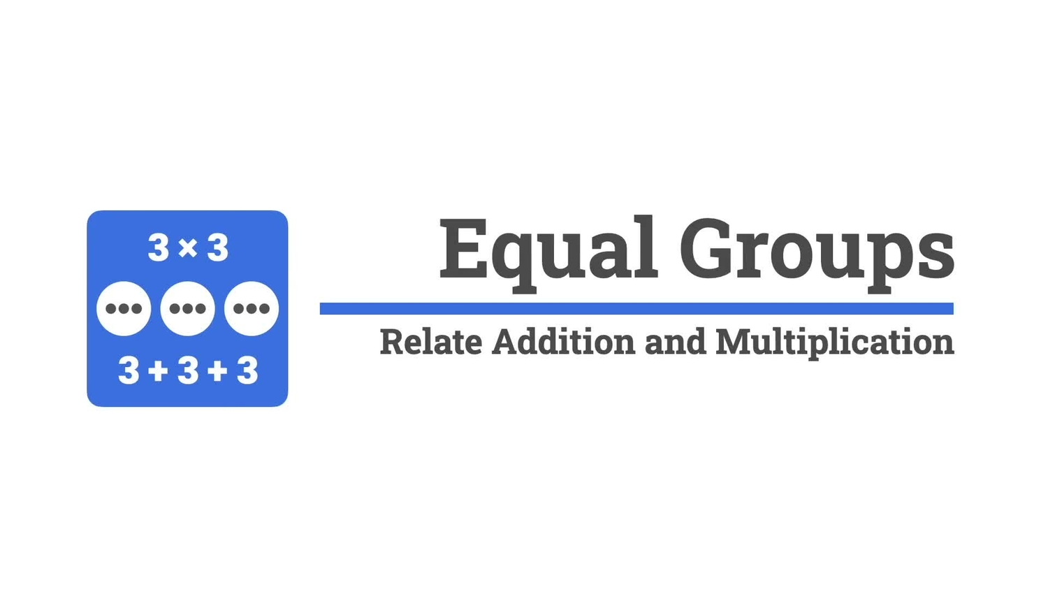 Relate addition and multiplication for equal groups