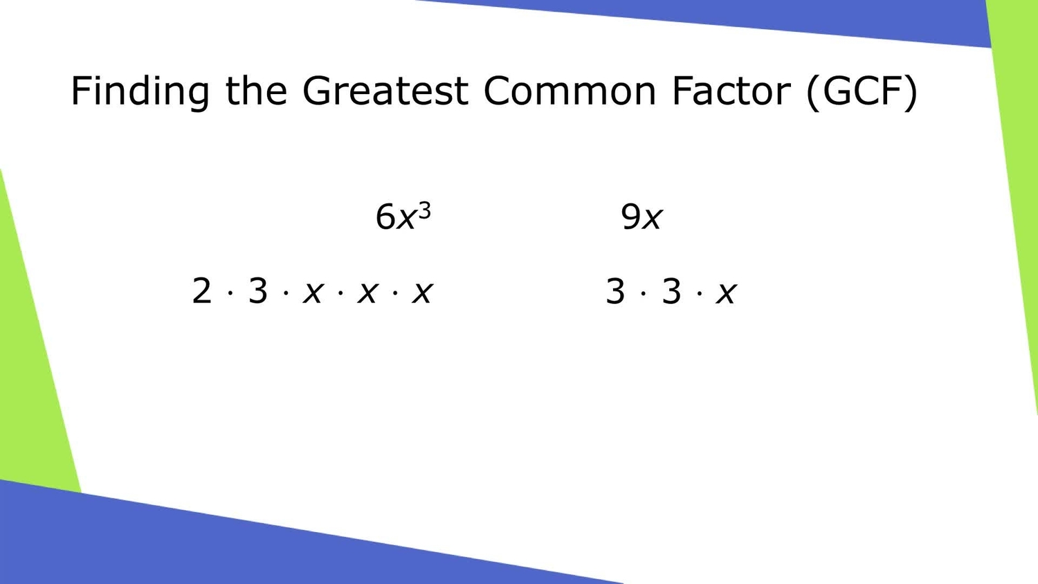 Factor out a monomial