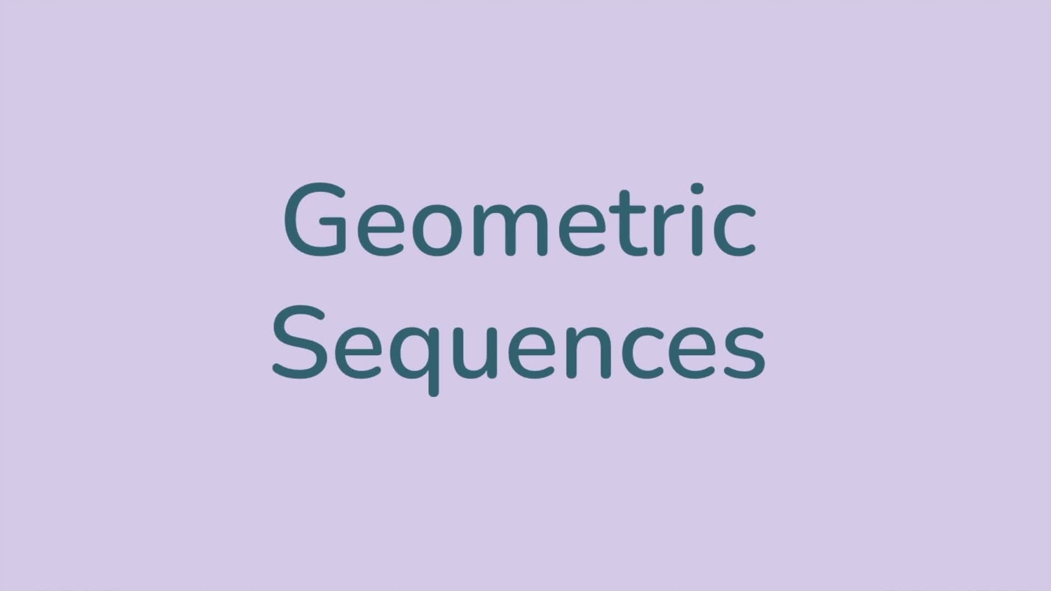 Geometric sequences