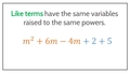Thumbnail for Simplify variable expressions involving like terms and the distributive property video