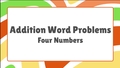 Thumbnail for Addition word problems - four numbers up to two digits each video