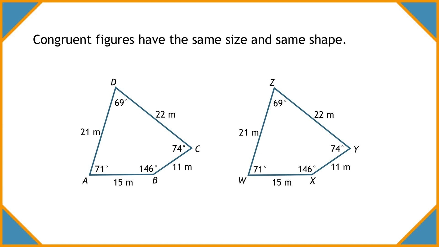 Congruence statements and corresponding parts