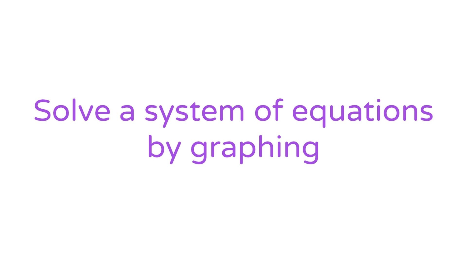 Solve a system of equations by graphing