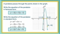 Thumbnail for Write a quadratic function in standard form from its x-intercepts and another point video