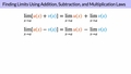 Thumbnail for Find limits using addition, subtraction, and multiplication laws video
