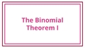 Thumbnail for Binomial Theorem I video