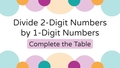 Thumbnail for Divide 2-digit numbers by 1-digit numbers: complete the table video