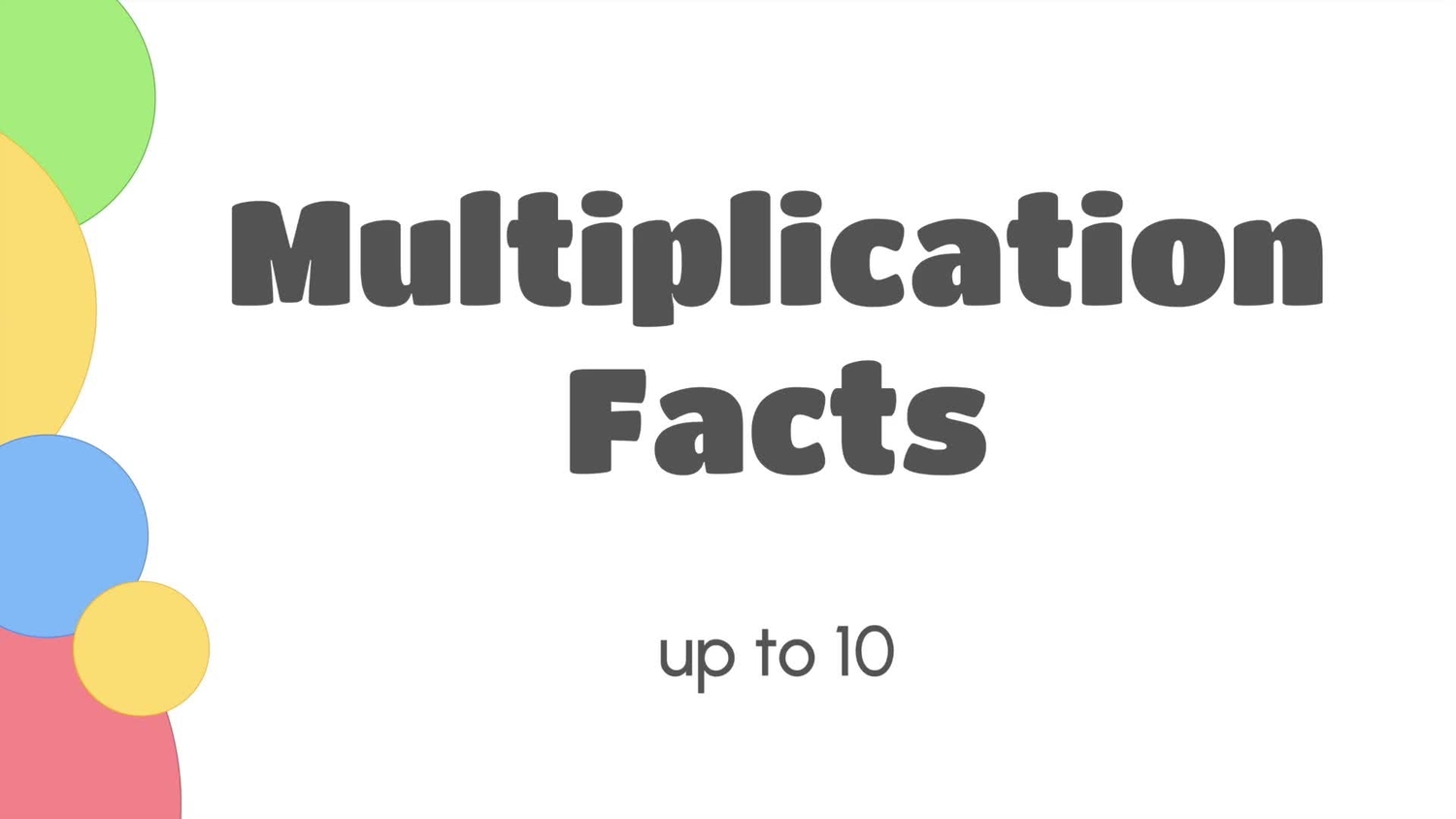 Multiplication facts up to 10