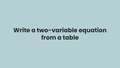Thumbnail for Write a two-variable equation from a table video