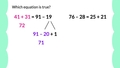 Thumbnail for Which addition or subtraction equation is true? - up to 100 video