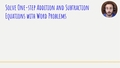 Thumbnail for Solve one-step addition and subtraction equations: word problems video