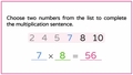 Thumbnail for Multiplication and division facts up to 10: select the missing numbers video