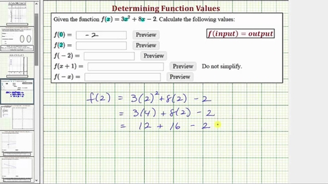 Thumbnail for Determine Various Function Outputs for a Quadratic Function