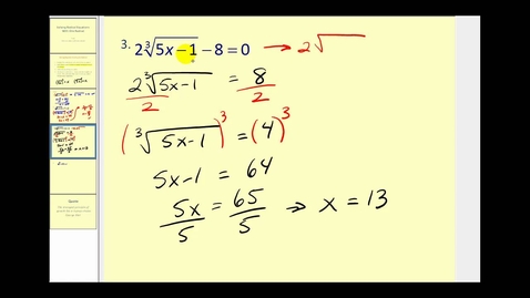 Thumbnail for Solving Radical Equations part 1 of 2