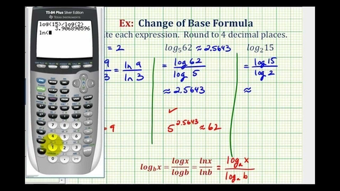Thumbnail for Ex:  Change of Base Formula to Evaluate Logarithmic Expressions