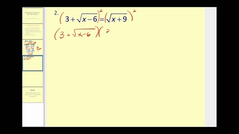 Thumbnail for Solving Radical Equations part 2 of 2