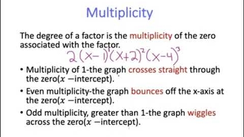 Thumbnail for Polynomial Functions - Multiplicity of Zeros