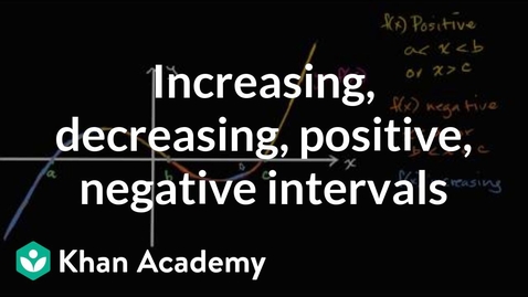 Thumbnail for Introduction to increasing, decreasing, positive or negative intervals | Algebra I | Khan Academy