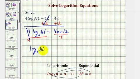 Thumbnail for Solving a Variety of Logarithmic Equations