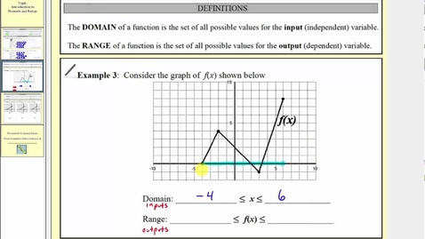 Thumbnail for Introduction to Domain and Range (L9.4)