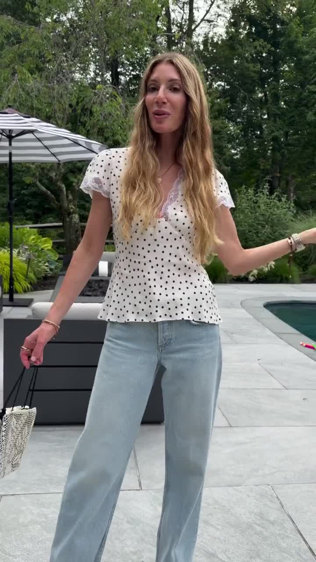 Karia Crepe Top in White Layla Dot Ivory | RIXO USA ⋆