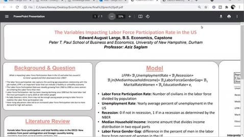 Thumbnail for entry ECON BS- The Variables Impacting Labor Force Participation Rate in the US