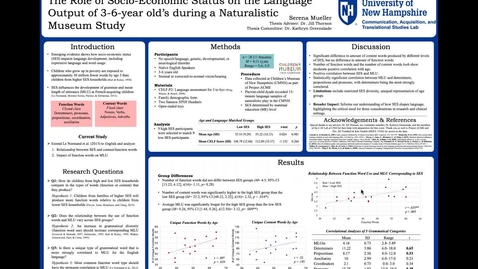 Thumbnail for entry The Role of Socio-Economic Status on the Language Output of 3-6 year old's during a Naturalistic Museum Study