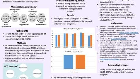 Thumbnail for entry Mindful Eating and Metabolic Syndrome Among UNH College Students