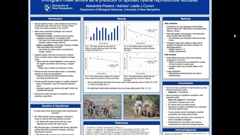 Thumbnail for entry #93 Alexandra Powers, Immigrant male tenure as a predictor of spotted hyena reproductive success