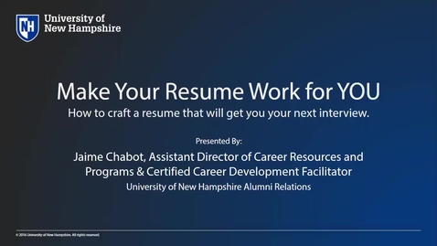 Thumbnail for entry How To Make Your Resume Work for You -  Alumni Professional Development