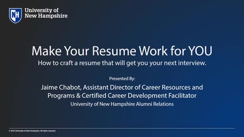 Thumbnail for How To Make Your Resume Work for You -  Alumni Professional Development