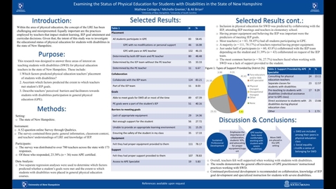 Thumbnail for entry Examining the Status of Physical Education for Students with Disabilities in the State of New Hampshire
