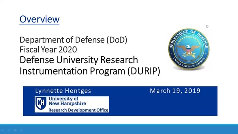 Thumbnail for entry Department of Defense (DoD) University Instrumentation Program (DURIP)       3/19/29