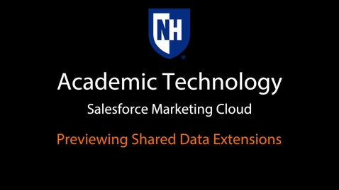 Thumbnail for entry SFMC - Previewing Shared Data Extensions