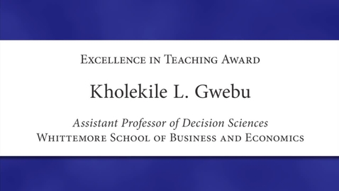 Thumbnail for entry Kholekile L. Gwebu Faculty Excellence 2012