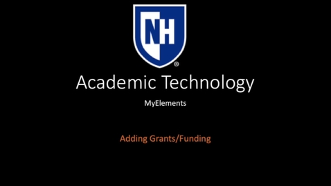 Thumbnail for myElements - Adding Grants and Funding