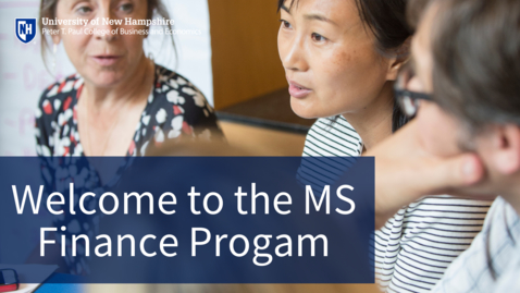 Thumbnail for entry Welcome to the MS Finance Program