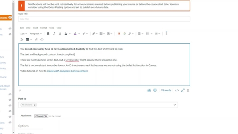 Thumbnail for ADA: Create a Bulleted List in Canvas