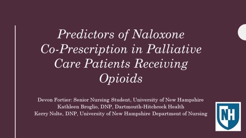 Thumbnail for Predictors of Naloxone Co-Prescription in Palliative Care Patients Receiving Opioids: Fortier