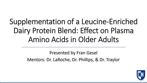 Thumbnail for entry Supplementation of a Leucine-Enriched Dairy Protein Blend: Effect on Plasma Amino Acids in Older Adults