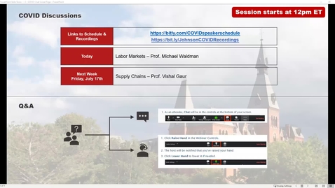Thumbnail for Johnson COVID-19: Financial Markets &amp; Asset Management, Prof. Sanjeev Bhojraj