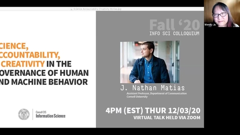 Thumbnail for Cornell IS Colloquium with Nathan Matias