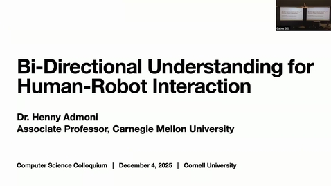 Thumbnail for CS Fall 2025 Colloquium - Henny Admoni 