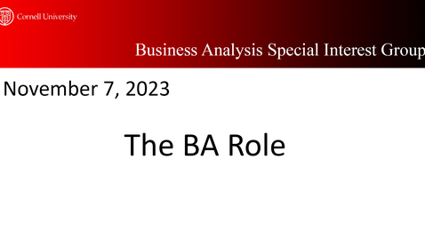Thumbnail for BA Overview 0 - The Business Analyst Role