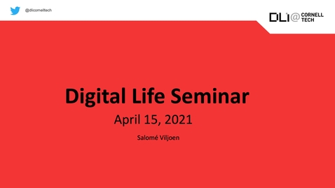 Thumbnail for entry Digital Life Seminar | Salomé Viljoen