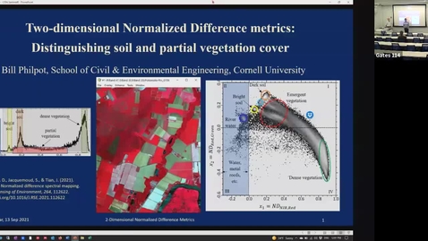 Thumbnail for CIDA Spring 2021 Seminar (reschedule)- Bill Philpot: Two-dimensional Normalized Difference metrics: Distinguishing soil and partial vegetation cover