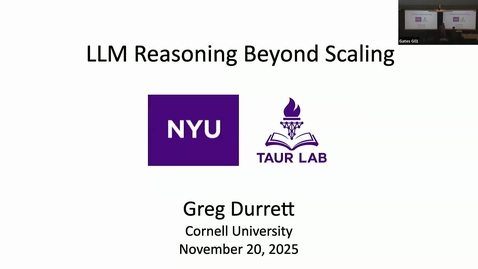 Thumbnail for CS Fall 2025 Colloquium -  Greg Durrett