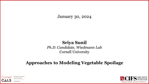 Thumbnail for January 30, 2024 - Sriya Sunil, Ph.D. Candidate (Wiedmann Lab), Cornell University